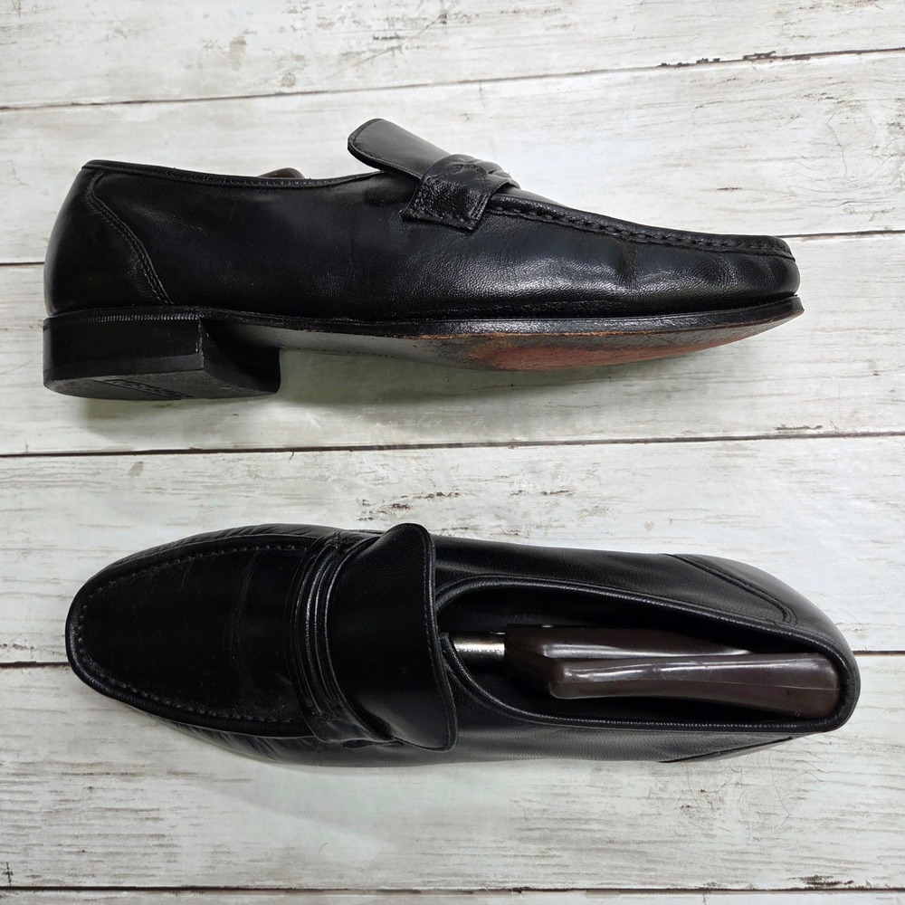 Florsheim 17089-01 Loafers Dress Shoes Mens 9.5 D Black Leather Slip On Moc Toe